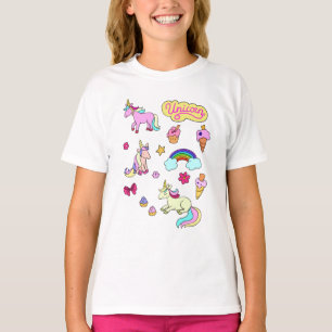 Camiseta conjunto de unicornios de dibujos animados mágicos
