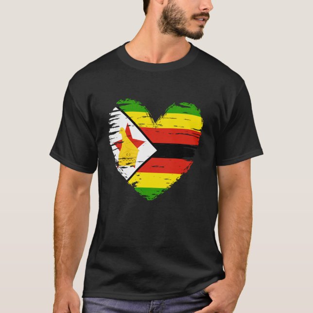 Camiseta Conjunto de Zimbabue - Bandera del corazón de Zimb (Anverso)