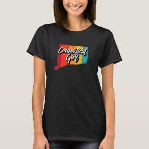 Camiseta Connecticut Chica Home State Retro 70s Stripes EEU