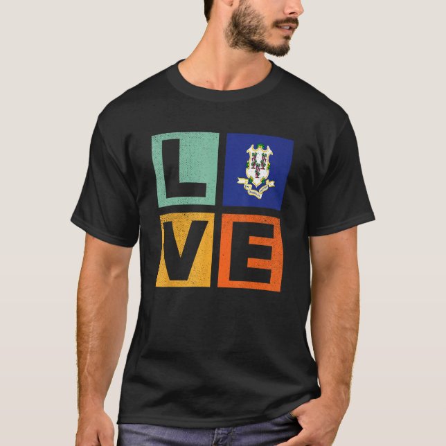 Camiseta Connecticut Flag  Love Connecticut (Anverso)