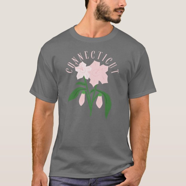 Camiseta Connecticut MountainLaurel Rosa Flores Del Estado  (Anverso)