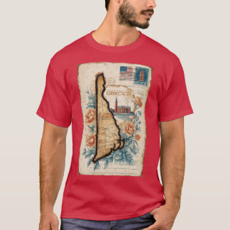 Camiseta Connecticut Vintage Travel Retro Postcard Design 1