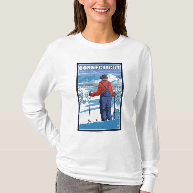 Camiseta ConnecticutSkier que admira la visión (Anverso)