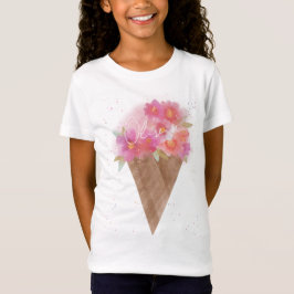 Camiseta Cono de crema de hielo floral acuático con nombre