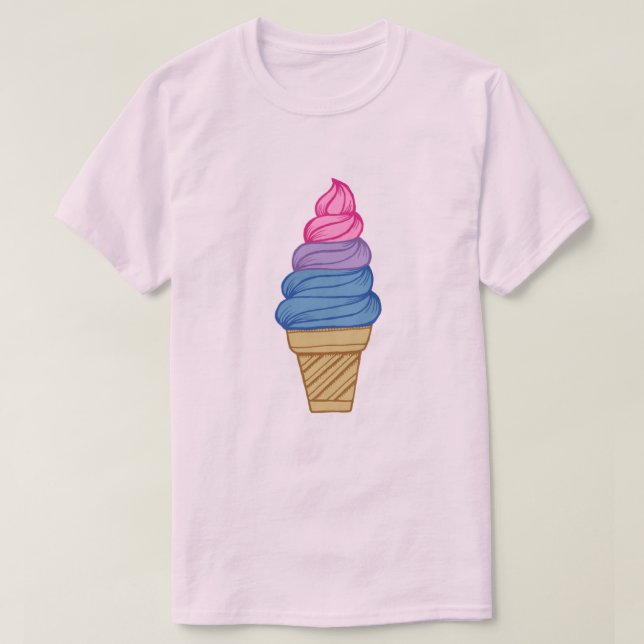Camiseta Cono de crema de hielo para el orgullo LGBTQIA+ bi (Diseño del anverso)