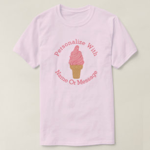 Camiseta Cono de crema de hielo rosado PERSONALIZADO