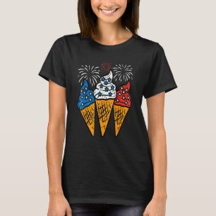 Camiseta Cono de helado azul blanco rojo bandera de EE. UU.