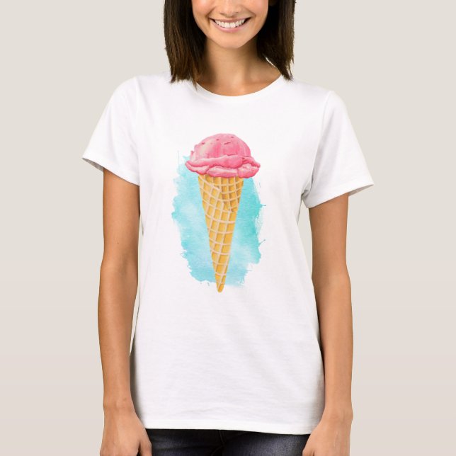 Camiseta Cono De Helado Con Pinta Azul (Anverso)