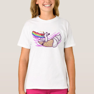 Camiseta Cono de helado de arcoíris montando unicornio