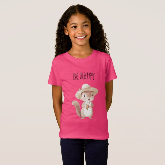 Camiseta Cono de helado de ardilla feliz (Anverso completo)