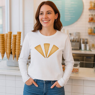 Camiseta Cono de helado de gofre triple Postre de verano