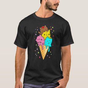 Camiseta Cono de helado de postre de montón de gato Vibraci