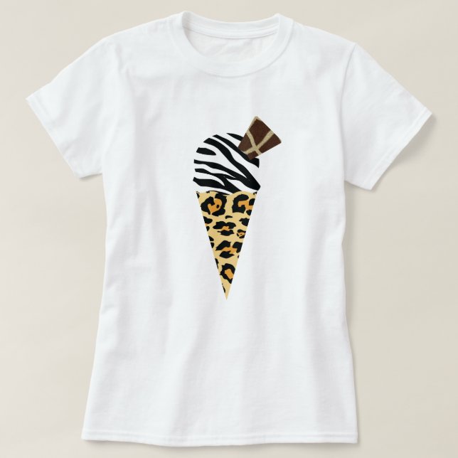Camiseta Cono de helado del estampado de animales (Diseño del anverso)