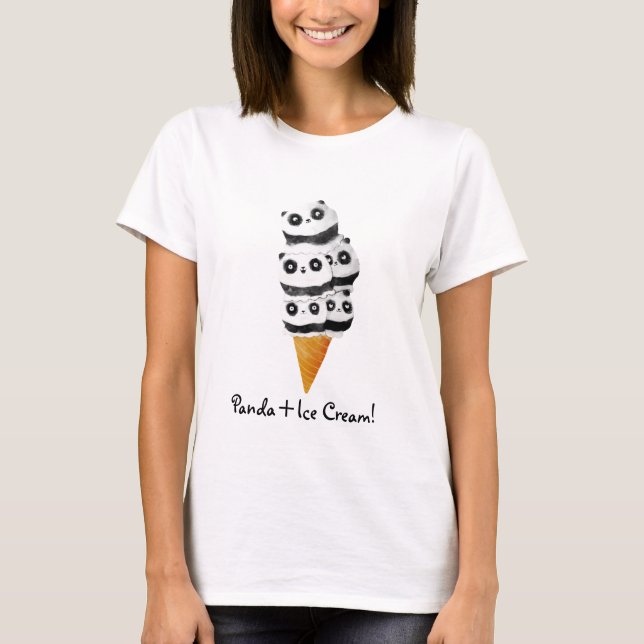 Camiseta Cono de helado dulce del oso de panda (Anverso)