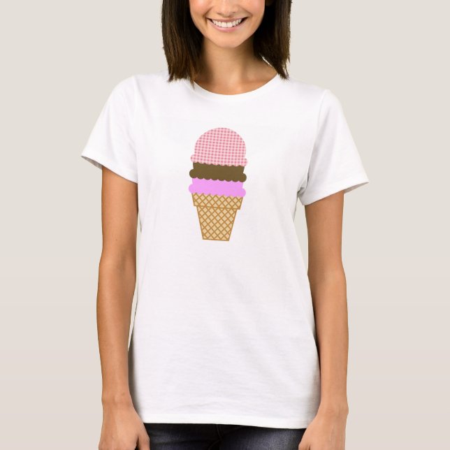Camiseta Cono de helado en la guinga rosada de Rubor (Anverso)