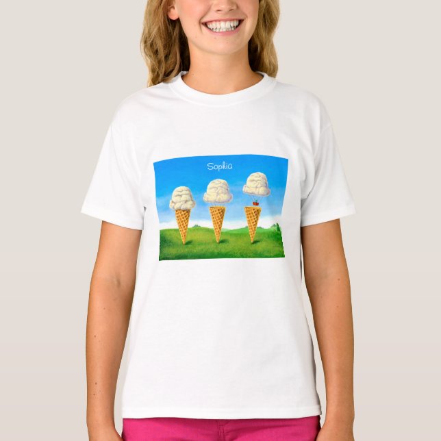 Camiseta Cono de helado, globo de aire caliente, capricho,  (Anverso)