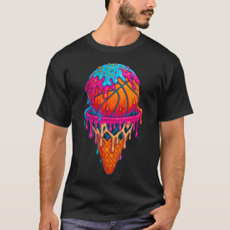 Camiseta Cono de helado goteante de baloncesto para niños y