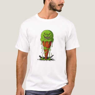 Camiseta Cono de helado verde monstruo terrorífico que gote
