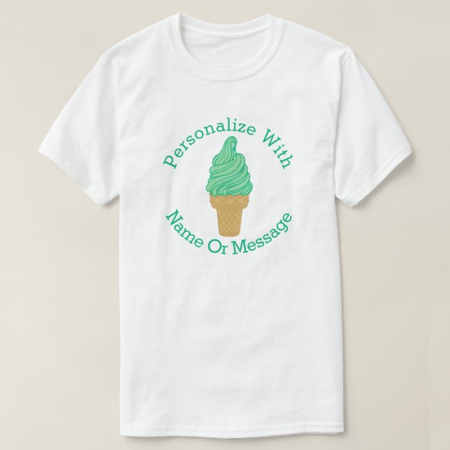 Camiseta Cono de helado verde PERSONALIZADO de la menta (Diseño del anverso)
