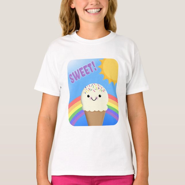Camiseta Cono dulce de helado de arcoiris bajo el sol (Anverso)
