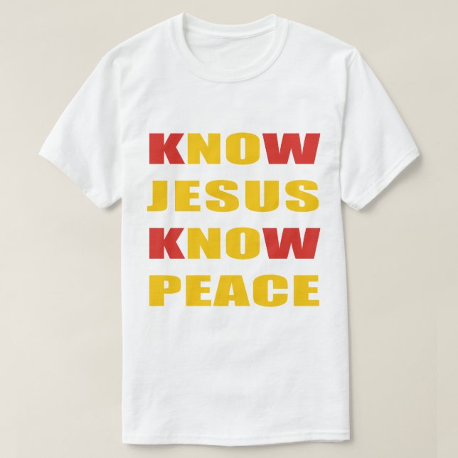 CAMISETA CONOCE A JESÚS CONOCE LA PAZ (Diseño del anverso)
