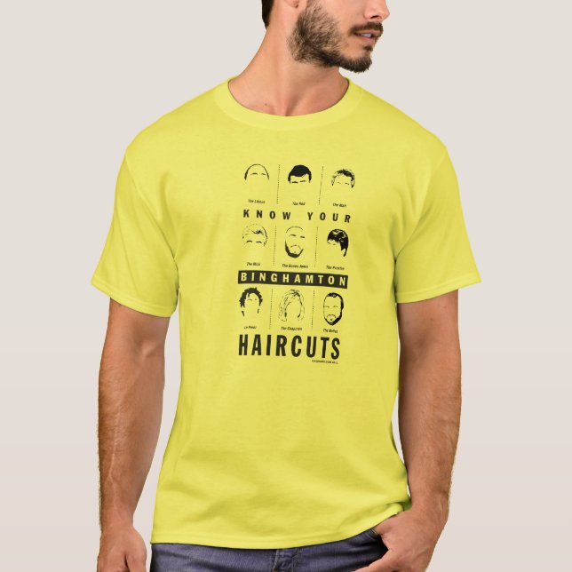 Camiseta Conoce los cortes de pelo de Binghamton (Anverso)