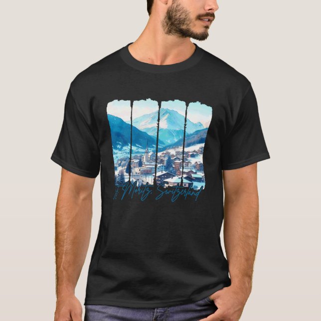 Camiseta Conoce St. Moritz Suiza Viajes Encuéntrame en St.  (Anverso)