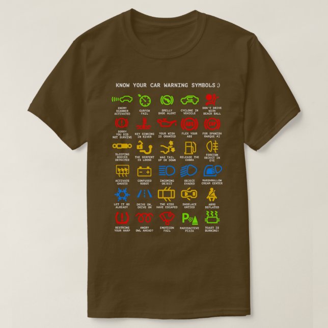 Camiseta Conoce tu coche luces de advertencia mecánica Funn (Diseño del anverso)