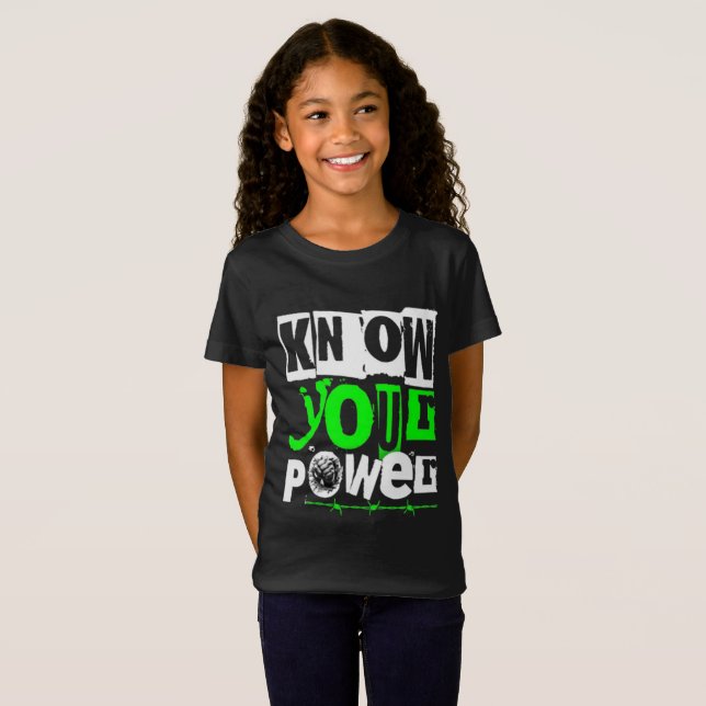 Camiseta Conoce tu Poder Gráfico Motivacional para Chicas (Anverso completo)