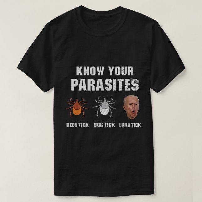 Camiseta Conoce tus parásitos Anti Joe Biden (Diseño del anverso)
