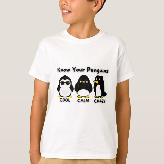 Camiseta Conoce tus pingüinos Guay Calm Crazy (Anverso)