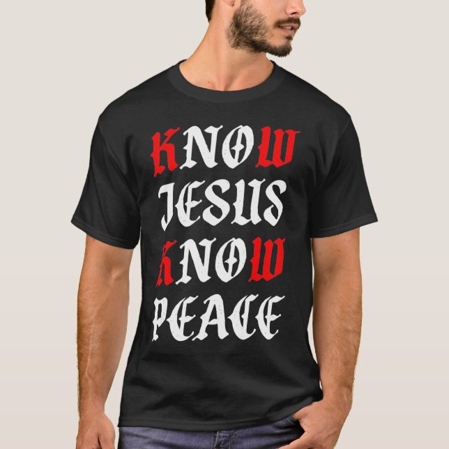 Camiseta Conocer a Jesús Conocer Paz Alfa Omega Coución (Anverso)