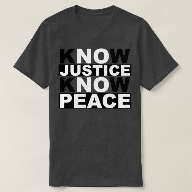 CAMISETA CONOCER A LA JUSTICIA SABER PAZ (Diseño del anverso)