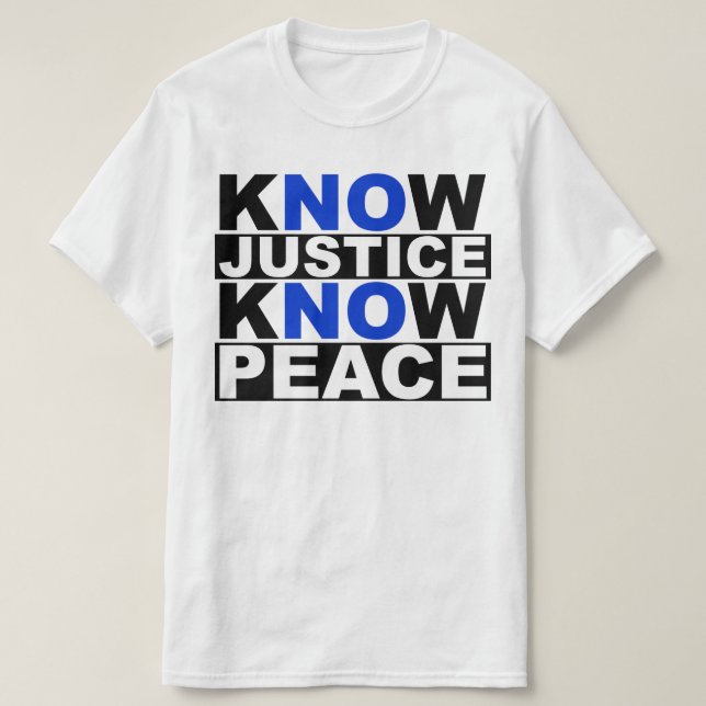 CAMISETA CONOCER A LA JUSTICIA SABER PAZ (Diseño del anverso)