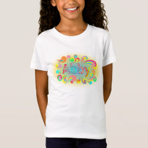 Camiseta conocida de Abby enmarcada en remolinos