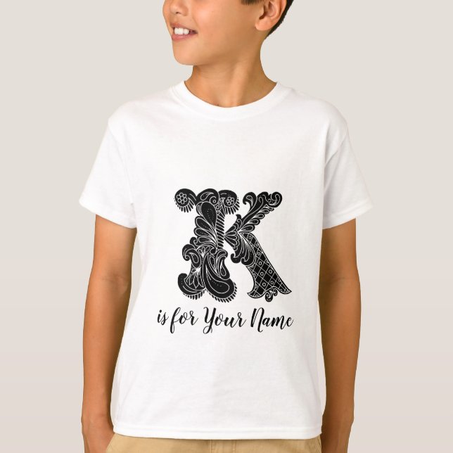 Camiseta conocida personalizada K de la letra del (Anverso)