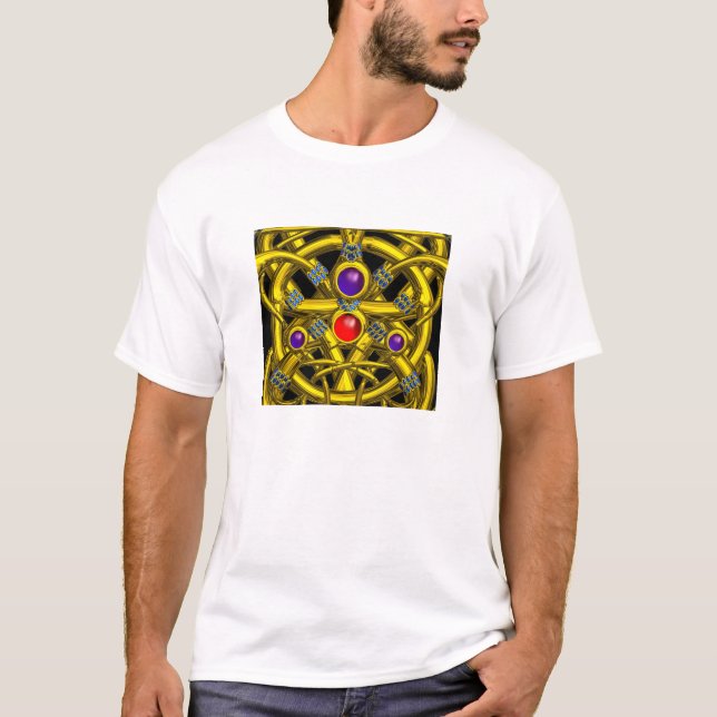 CAMISETA CONOCIMIENTOS CELÁTICOS DE ORO ABSTRACTO CON GEMST (Anverso)
