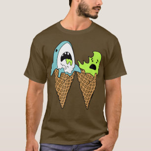 Camiseta Conos de helado de mordedura de tiburón gráfico de