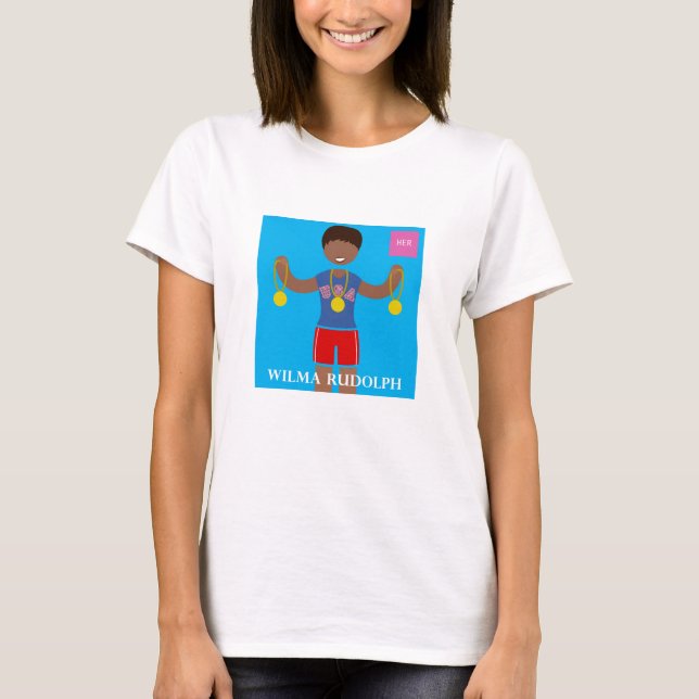 Camiseta Conozca su HERstory: Wilma Rudolph (Anverso)