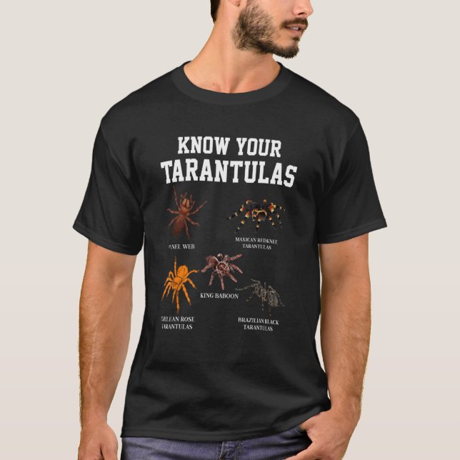 Camiseta Conozca Su Insectos De Araña Tarantulas Y Arácnido (Anverso)