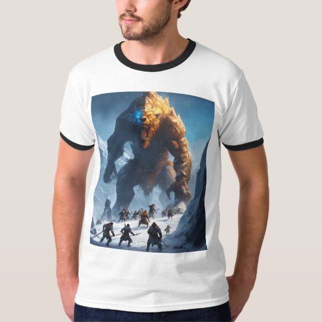 Camiseta "Conquista helada: gigantes en batalla" (Anverso)