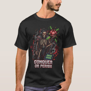 Camiseta Conquistar O Perecer Skeleton Gamer Tee   RP de da
