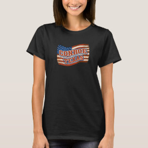 Camiseta Conroe City National Texas Day Vintage American Fl