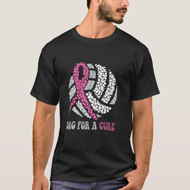 Camiseta Consciente Del Cáncer De Mama De Voleibol Rosa De  (Anverso)