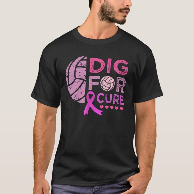 Camiseta Consciente Del Cáncer De Mama Del Equipo De Voleib (Anverso)
