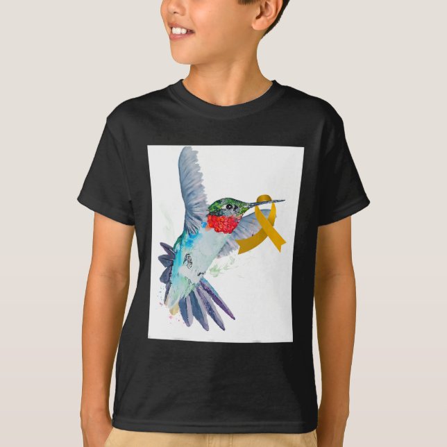 Camiseta Consciente del cáncer infantil Hummingbird y Gold  (Anverso)