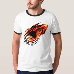 Camiseta Conseguimos el juego con béisbol llameante
