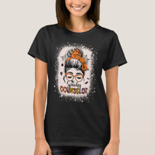 Camiseta Consejera Escolar Asesora Spooky Messy Bun Mujeres