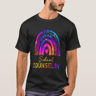 Camiseta Consejero Escolar Leopard Tie Dye Rainbow Back To