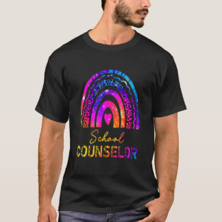 Camiseta Consejero Escolar Leopard Tie Dye Rainbow Back To